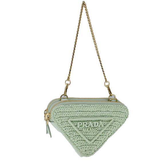 PRADA Chain Hand Bag Leather Green Auth 106436AV - Picture 1 of 16
